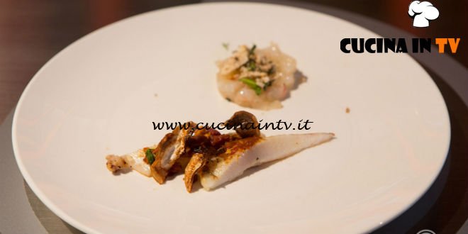 Masterchef 6 | Filetto di San Pietro su salsa di pomodoro alla liquirizia e battuta di scampi ricetta Michele Ghedini