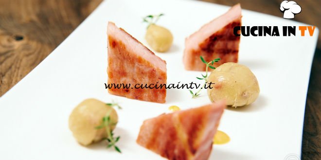 Masterchef Italia 6 - ricetta Prosciutto alla griglia con knödel di patate e salsa alla senape di Michele Ghedini