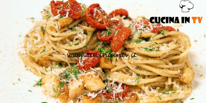 Masterchef Italia 6 - ricetta Spaghetti con acciughe capperi e pane raffermo di Gabriele Gatti