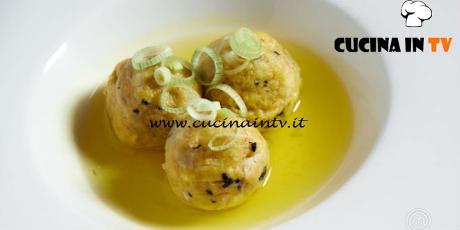 Masterchef Italia 7 - ricetta Gnocchi di pane all’aji amarillo con brodo di gallina di Michele Sardo