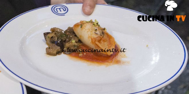 Masterchef 7 | Calamari ripieni in umido con caponata di melanzane ricetta Kateryna Gryniukh