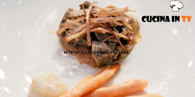 Masterchef Italia 7 - ricetta Spezzatino d’anatra alla curcuma con salsa al guacamole e scampo marinato e affumicato di Marianna Calderaro