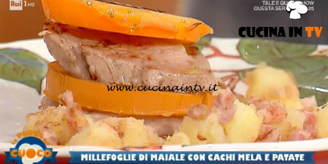 La Prova del Cuoco - ricetta Millefoglie di filetto di maiale e caco mela con patate sabbiate di Anna Maria Palma