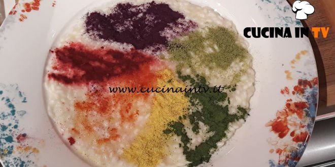 Geo | Risotto mantecato con crema di sedano rapa e verdure in polvere ricetta Beppe Maffioli